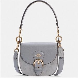 Coach Kleo 17 Crossbody and Shoulder Bag in Grey with Gold Buckle